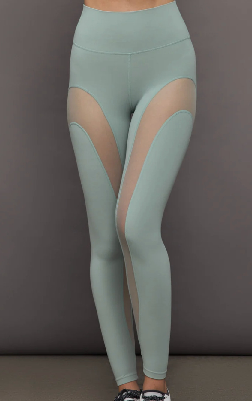 Carbon38 Sheer Spliced Legging in Melt Sage Green Size XS NEW